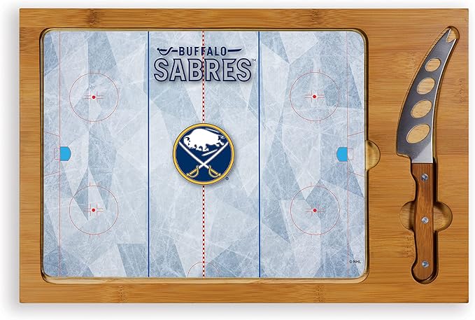 PICNIC TIME NHL unisex-adult NHL Icon Glass Top Cutting Board & Knife Set