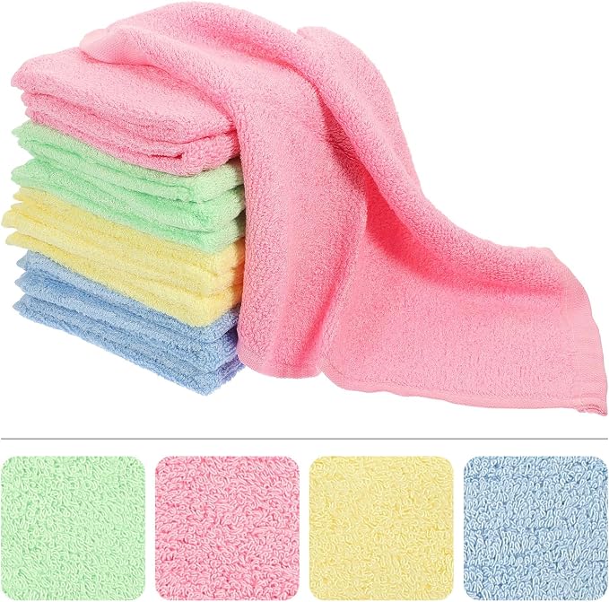 12pcs Kitchen Cleaning Cloths Microfiber Dish Towels Multi-Color Wood Fiber Quick Dry Table Dusters Reusable Household Cleaning Rags