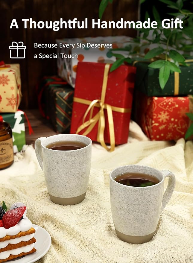 12 oz Ceramic Coffee Mugs – Set of 4, Speckled Glaze Coffee Cups with Handle for Tea, Latte, Cocoa, Stylish Gift, Dishwasher & Microwave Safe