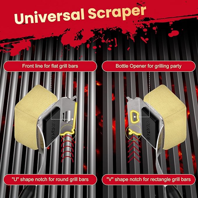 Grill Brush Bristle Free + 5 Replaceable Pads, Grill Cleaner for Outdoor Grill, Steam Grill Brush and Scraper for Cast Iron & Stainless Steel Grates, BBQ Grill Brush, Gift for Men Dad