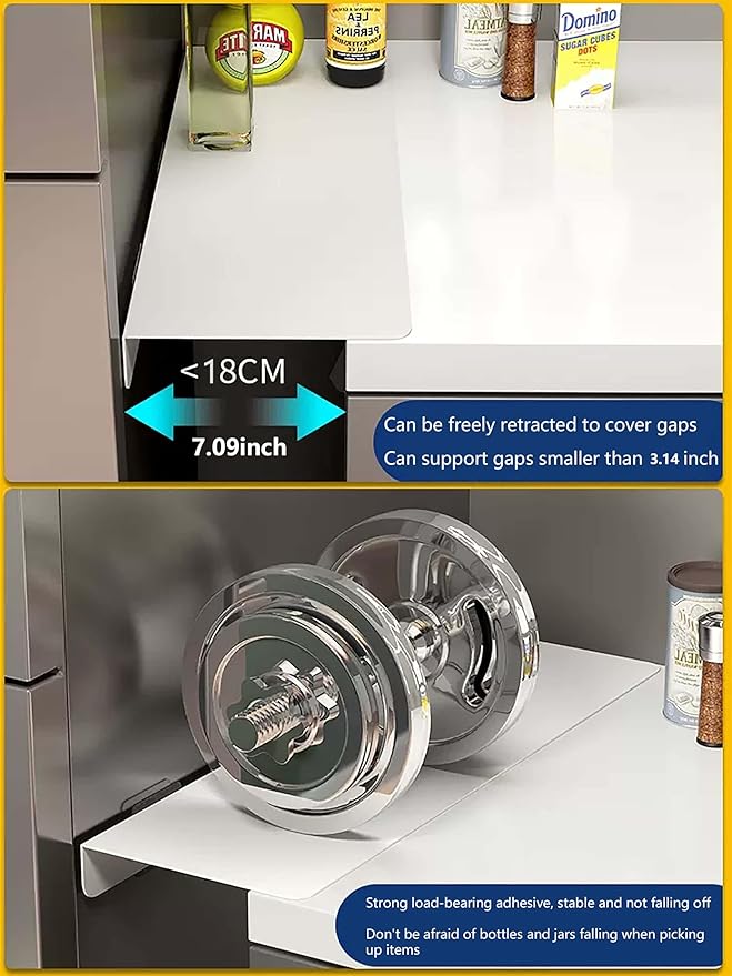 Metal Kitchen Refrigerator Gap Partition Countertop Gap Extension Board,Gap Covers Between Countertop and Walls, Refrigerator Side Partition, No Drill(Black,15.75 * 7.87inch)