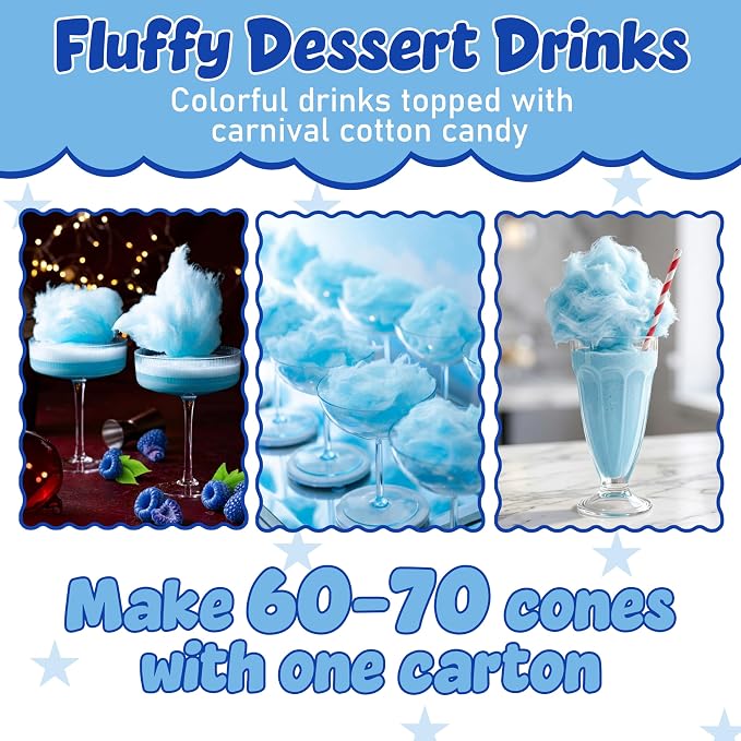 Perfectware -Concession Essentials Blue Raspberry Cotton Candy Mix – Ready-to-Use Floss Sugar for Cotton Candy Machines – Makes 60–70 Cones – 3.25 lb Carton – Carnival Style Cotton Candy Sugar