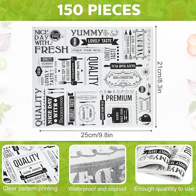 Wax Paper Sheets Deli Newsprint Food Basket Liners 8.3 x 9.8 in Sandwich Wrapping Paper Grease Resistant Waterproof Wrapping Tissue Hamburger Picnic Tissue for Baking Kitchen