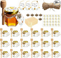 Adabocute 20 Pack Mini Honey Jars with Dipper - Perfect for Baby Shower Favors and Wedding Favors - Includes Bee Pendants Tags and Jute Bags - Gold Lid