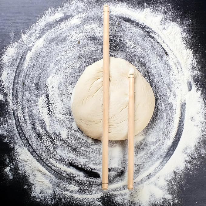 2 Pcs Set (19 inch + 31 inch set) Oklava Extra Long Rolling Pin for Baking, Mattarello Rolling Pin for Manti Ravioli Pasta Turkish Baklava dough Tortilla, Handmade Wooden