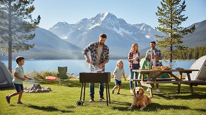 HOUSE AGAIN Grill Brush Bristle Free, 304 Stainless Steel Food-Grade Brush Head with Scraper, Safe BBQ Outdoor Grill Cleaning Brush Strong Barbecue Brush Cleaner Non Wire for Grill Grate/Wooden Handle