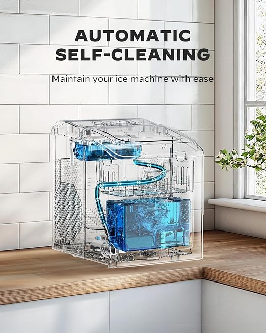 Marsail Ice Makers Countertop, 26 lbs per Day, Fast Ice in 6 Minutes, Self-Cleaning Ice Maker, Compact Countertop Ice Machine for Home, Kitchen/Office/Parties