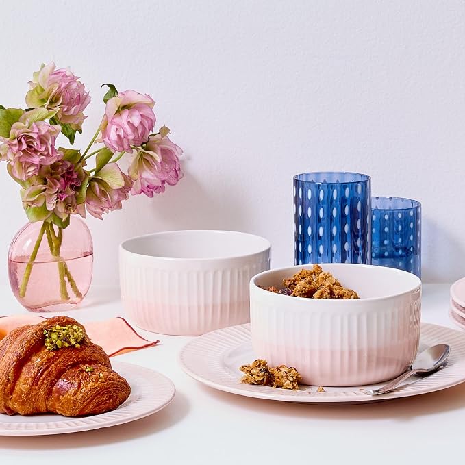 Rising Up 12 Piece Dinnerware Set, Service for 4, Blush