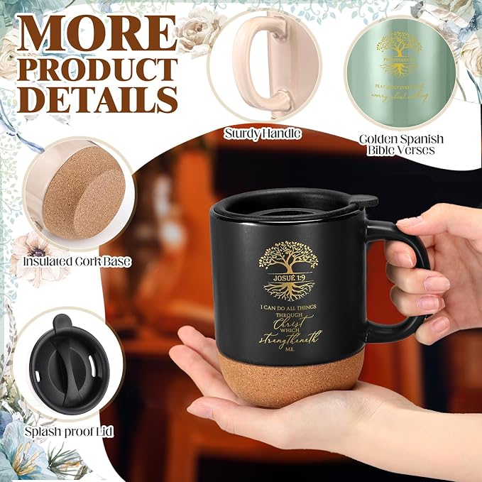 Jingmore 10 Pcs Christian Gift Bulk Religious Mugs with Bible Verse Coffee Cup 15oz for Teacher Nurse Women Men Church Member Employee Mom Dad Clergy Pastor(English Tree of Life)