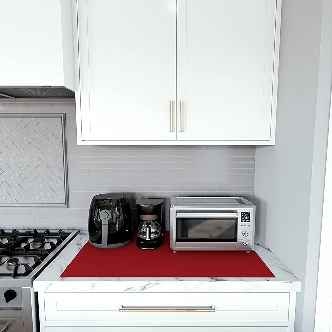 GASARÉ, Extra Large, Thick, Silicone Mat for Kitchen Counter, Heat Resistant Mat, Countertop Protector, Non-Slip, Easy to Clean, Cuttable, 40 x 23.5 Inches, Red