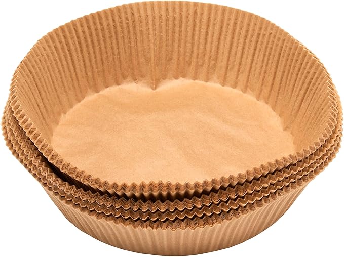 DecoPac 8" Cake Pan Liners, 100 Pack, Non-Stick Siliconized Greaseproof Paper, Round Baking Liner for Cakes and Pies, Parchment Paper Round Air Fryer Liner