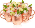 Kitchen Science Premium Hammered Copper Moscow Mule Mugs Set of 8 | Food-Graded-Lacquer Coating | Thick Wall- Cocktail Cups | Ideal for Cocktails, Beer & Gifting