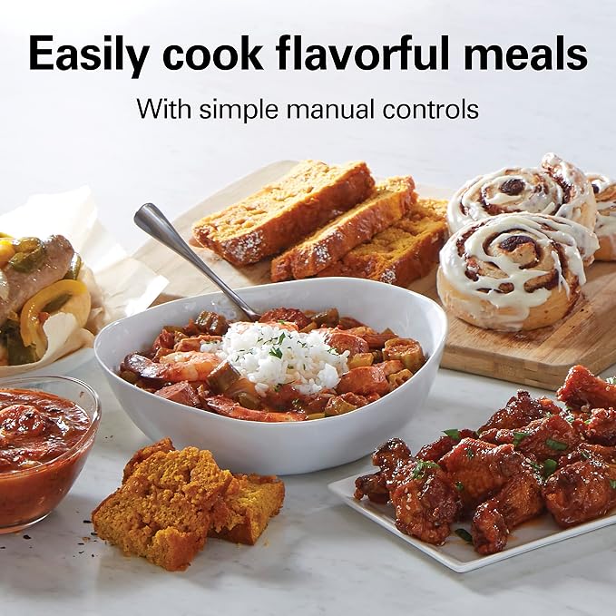 Hamilton Beach 4-Quart Slow Cooker with 3 Cooking Settings, Dishwasher-Safe Stoneware Crock & Glass Lid, Stainless Steel (33140G) | Dishwasher-Safe Stoneware Crock & Glass Lid | Stainless Steel | 33140G