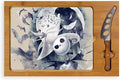 PICNIC TIME 910-00-505-214-11 Icon Glass Top Cutting Board & Knife Set, Cheese Board, Charcuterie Board 15.4 x 10.04 x 0.8 Disney Nightmare Before Christmas Jack & Zero - Parawood & Bamboo