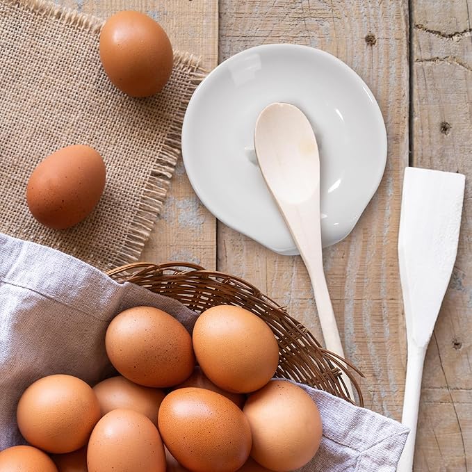 Egg Cracker Spoon Holder, Spoon Rest for Kitchen,Ceramic Spoon Holder for Stove Top, Cooking Spoon Holder,Heat Resistant Utensil Rest for Countertop