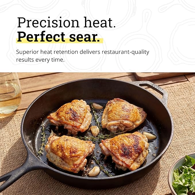 Lodge Seasoned Cast Iron Skillet - Frying Pan for the Stove, Grill or Campfire - Cooks Evenly - Features Easy-Grip Teardrop Handle - Non-Toxic, Nonstick & Long-Lasting - 15 Inches