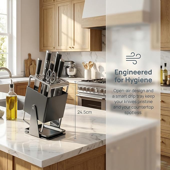 Universal knife rack - Stainless steel kitchen knife rack, suitable for storing kitchen knives, a kitchen storage wonder that is easy to clean. (Grey1)
