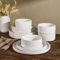 12-Piece Plates and Bowls Set, Porcelain Dinnerware Sets for 4 Service, Modern Dish Set-Chip and Scratch Resistant, Dishwasher & Microwave Safe, White