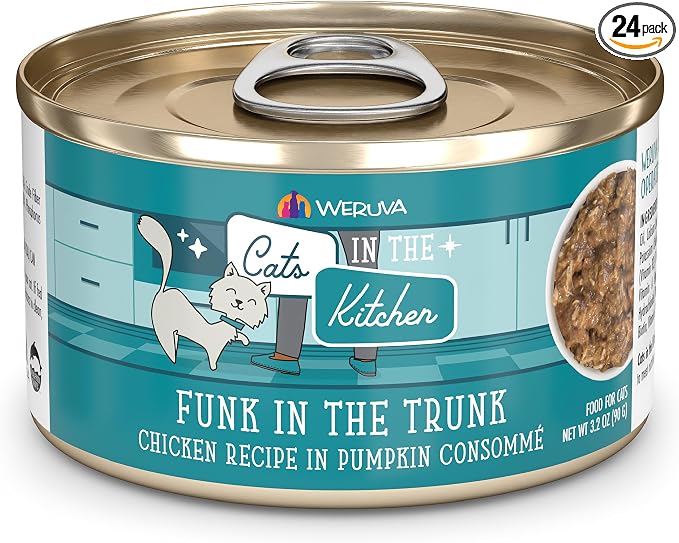 Weruva Cats in The Kitchen, Funk in The Trunk with Chicken in Pumpkin Consomme Cat Food, 3.2oz Can (Pack of 24)