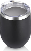 DOMICARE Stainless Steel Wine Tumbler Bulk with Lid, Personalized Insulated Tumblers Set, 12oz Travel Coffee Cups Pack of 1, Black