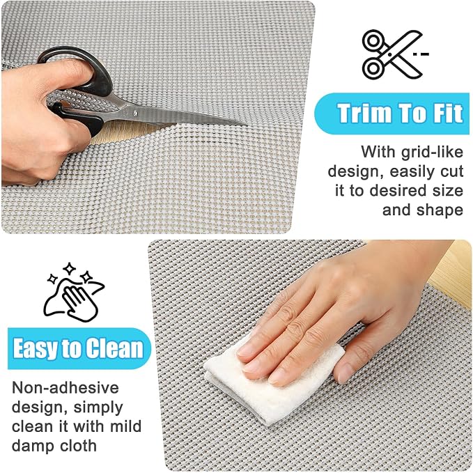 Songrey Non-Adhesive Drawer and Shelf Liner, Non Slip Cabinet Liners, Protect Kitchen Cupboard, Bathroom Drawers, Breathable, Thick Strong Grip mat (20IN x 20FT, Light Gray)