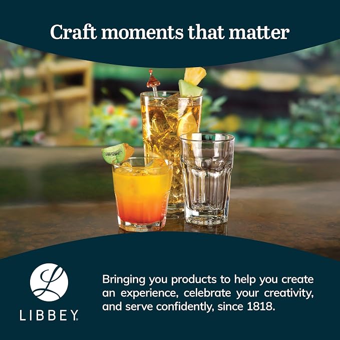 Libbey Gibraltar DuraTuff Drinking Glass Drinking Cup Set, Iconic Heavy Base Bar Glassware hick Drinking Glasses Set of 12, 10-Ounce Rocks Glasses