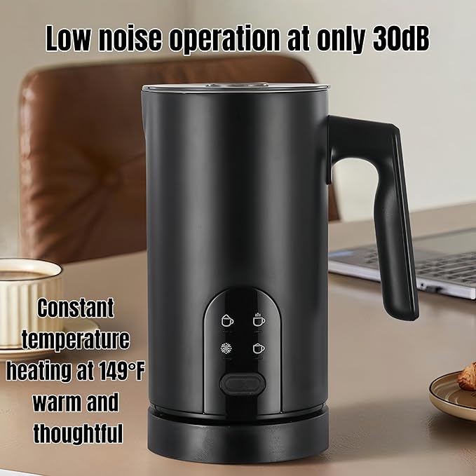 Electric Milk Frother and Steamer, 350ml /0.37QT Automatic Hot and Cold Milk Frother with 4 Modes, Foam Maker for Coffee, Latte, Cappuccino (White)