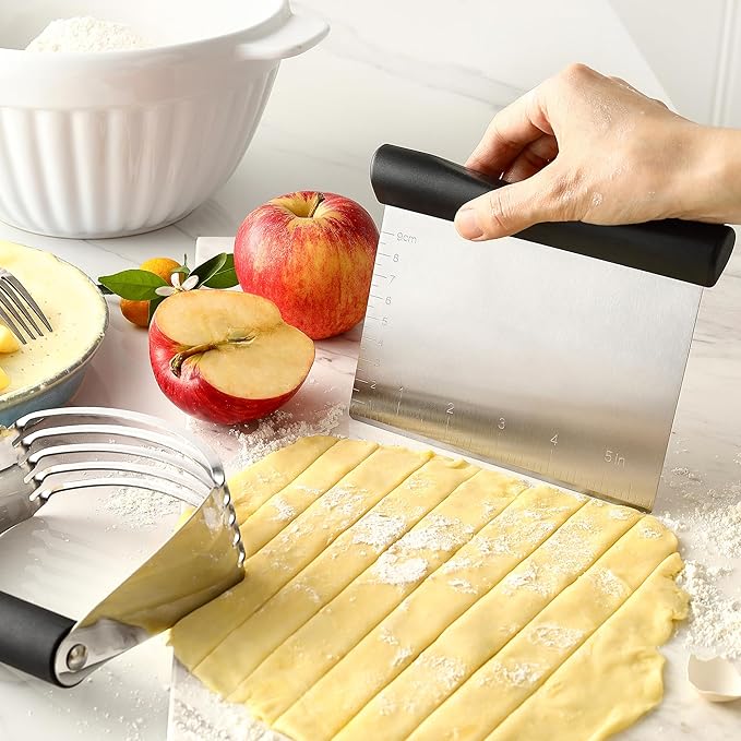 Spring Chef Magnetic Measuring Cups & Spoons Set of 15 with Leveler & Stainless Steel Dough Blender & Pastry Cutter Tool - 2 Product Bundle - Black