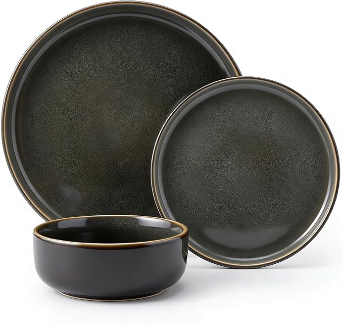 Plates and Bowls Sets,12 Pieces Round Porcelain Dinnerware Sets,Dishes, Plates, Dishware Sets,Chip Resistant Ceramic Dish Set Dining Dinner Ware Service for 4
