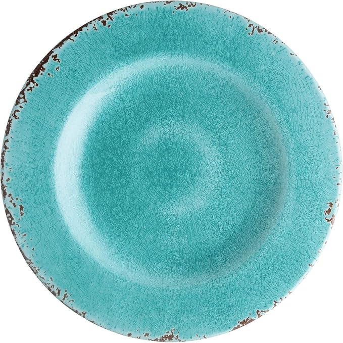 UPware 12 Piece Crackle Melamine Dinnerware Sets, Outdoor Dishes Set, Plates and Bowls Sets, Service for 4, Turquoise