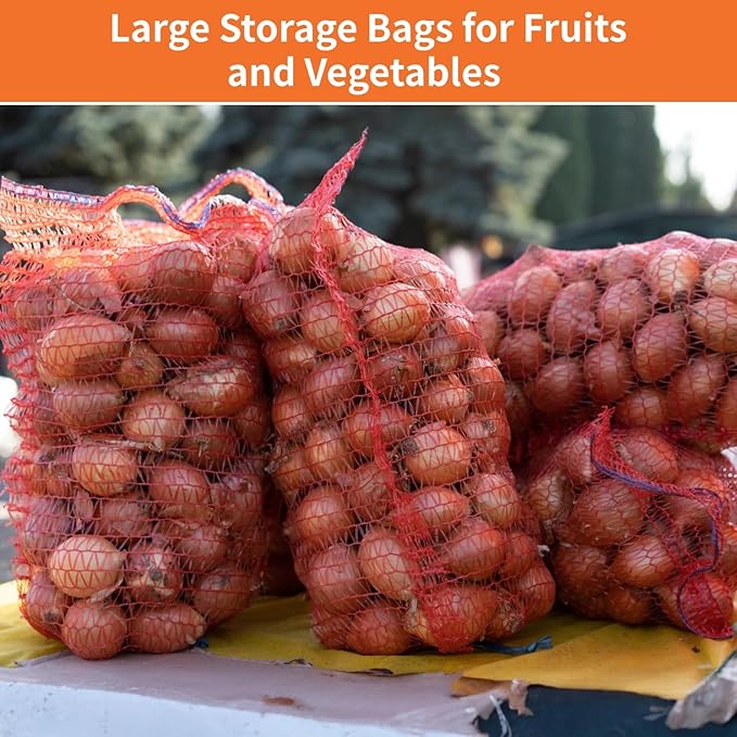 40-Pack Mesh Storage Bags for Vegetables, Reusable 35.3 X 23.5 Produce Sacks, Ideal for Potatoes, Onions, and More