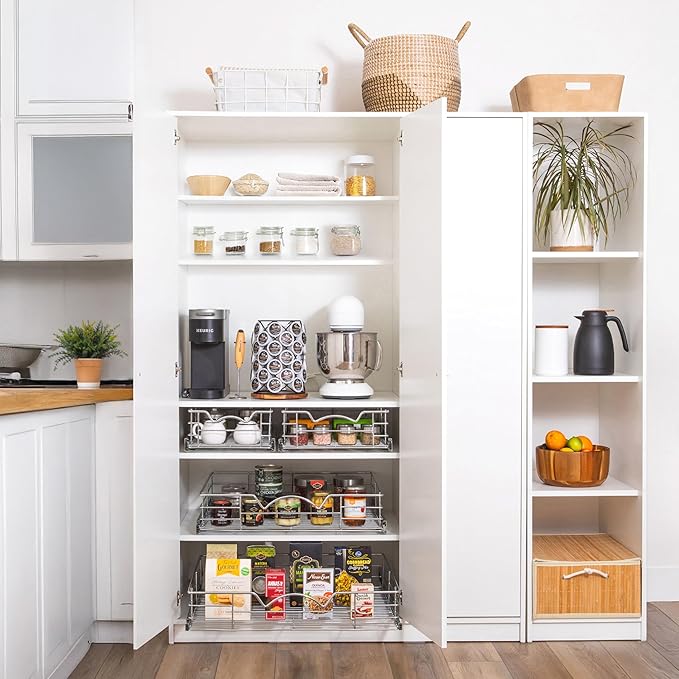 HOLDN’ STORAGE Pull Out Cabinet Organizer, Slide Out Drawer for Kitchen Cabinets & Pantry, Roll Out Shelf for Pots, Pans & Under Sink Storage, Heavy-Duty Full-Extension, 26" W x 21" D x 5" H