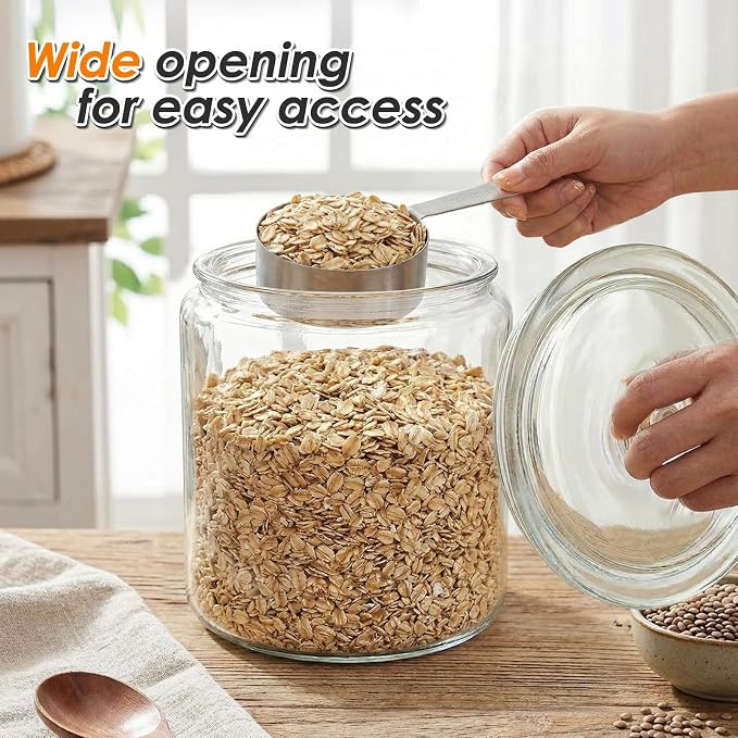 Masthome 2 Glass Storage Jars Set,1 Gallon Cookie Jar for Food Storage,Large Jar Food Storage Containers,Airtight Glass Jars with Lids for Kitchen Counter Pantry Well Organization