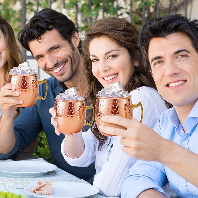 Tessco 12 Pcs Moscow Mule Mugs 16 oz Copper Mugs Kit 304 Hammered Copper Plated Stainless Steel Mule Cups for Cold Drinks Coffee Beer Wine Chilled Drink(Trendy Style,Rose Gold)