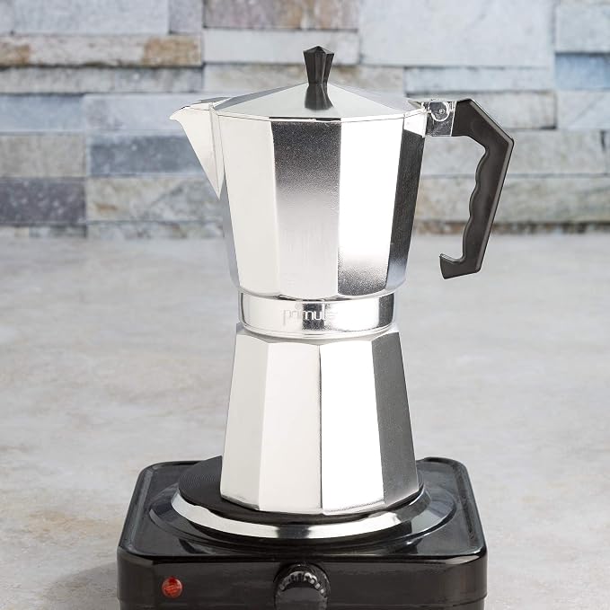 Primula Classic Stovetop Espresso and Coffee Maker, Moka Pot for Italian and Cuban Café Brewing, Greca Coffee Maker, Cafeteras, 12 Espresso Cups, Silver