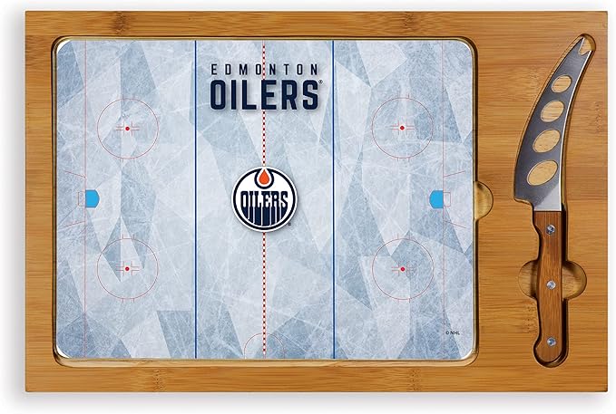PICNIC TIME NHL unisex-adult NHL Icon Glass Top Cutting Board & Knife Set