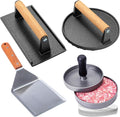 Smash Burger Kit, Heavy-Duty Round & Rectangle Cast Iron Smash Bacon Press, Spatula, Hamburger Stuffed Patty Maker & Patty Papers, Burger Tool for Blackstone Grill and Griddle Accessories Barbeque