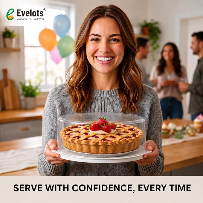 Evelots 2-Pack 10-Inch Airtight Food Storage Container with Lid - Portable Carrier for Pies, Cakes, Cupcakes & More - BPA-Free Clear Plastic - Secure & Easy Transport