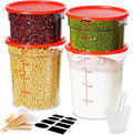 2QT NSF Food Storage Containers: 8 PCS [Food Grade][Hot&Cold Resistant] Commercial Clear Round Food Storage Containers with Scales Handles for Home Restaurant Kitchen Proof Dough(BPA FREE)