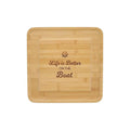 Pavilion - Life Is Better On The Boat - Square Cheese Board & Knife Set with Hidden Drawer, Charcuterie Board, Bread Board, 1 Count - Pack of 5, 13 x 13 x 1.25-Inches