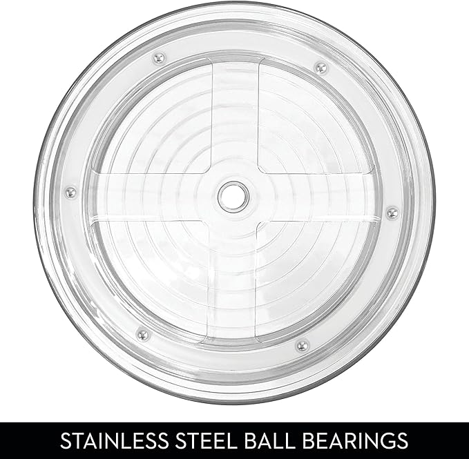 iDesign 9-Inch Plastic 2-Tier Lazy Susan Turntable - Set of 2 - Clear/Chrome