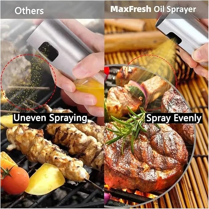 Glass Oil Sprayer Cooking Spray Mister Fit For Salad BBQ Kitchen Baking Empty Vinegar Bottle(Silvery-1PC)