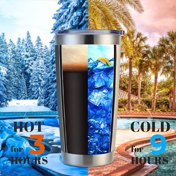 DOMICARE 20oz Stainless Steel Tumbler Bulk with Lid, Double Wall Vacuum Insulated Travel Mug, Powder Coated Coffee Cup, Stainless Steel, 8 Pack