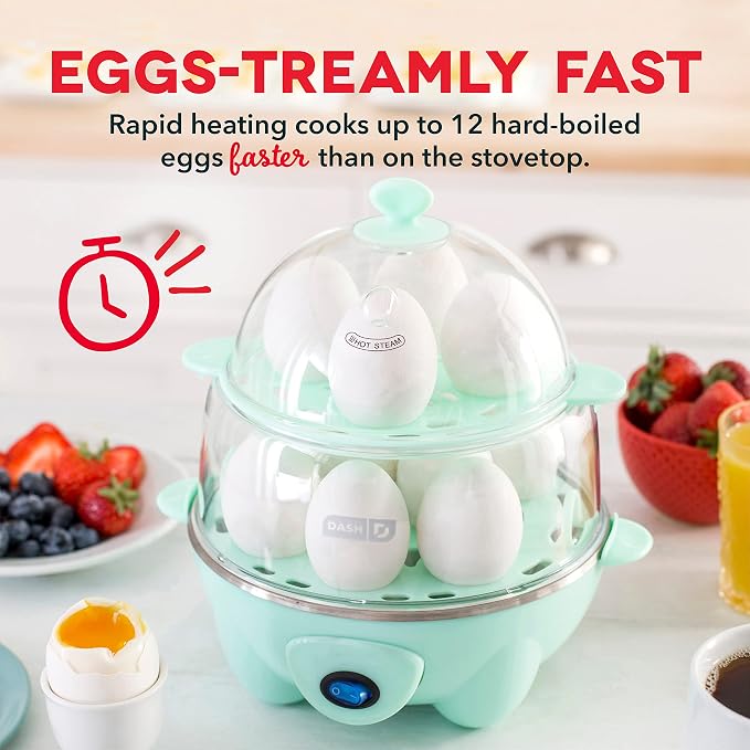 DASH Sous Vide Style Family Size Egg Bite Maker, Aqua & Deluxe Rapid Egg Cooker, Aqua