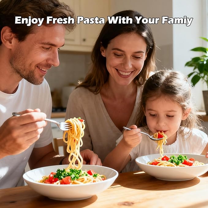 Pasta Maker Machine With 7 Adjustable Thickness Settings, Stainless Steel Manual Noodle Maker,Pasta Roller& Cutters With Removable Handle and Clamp For Kitchen (All-in-One -180)