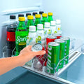 Upgraded Premium Drink Organizer for Fridge. Ultra Space Saving Drink Dispenser for Refrigerator with Larger Stopper Height and Automatic Pusher with Locking Feature. Holds 25 Cans (5 Rows, White)