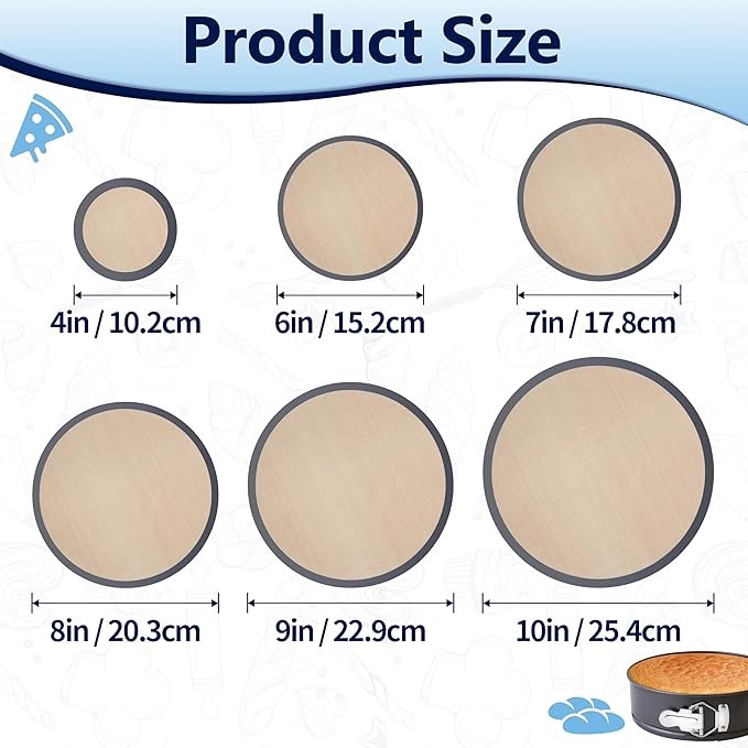 6 Pcs 4, 6, 7, 8, 9, 10 Inches Silicone Baking Mats for Springform Pan, Silicone Cheesecake Pan Protector Prevent Cakes from Sticking to Bottom and Sides (Gray)
