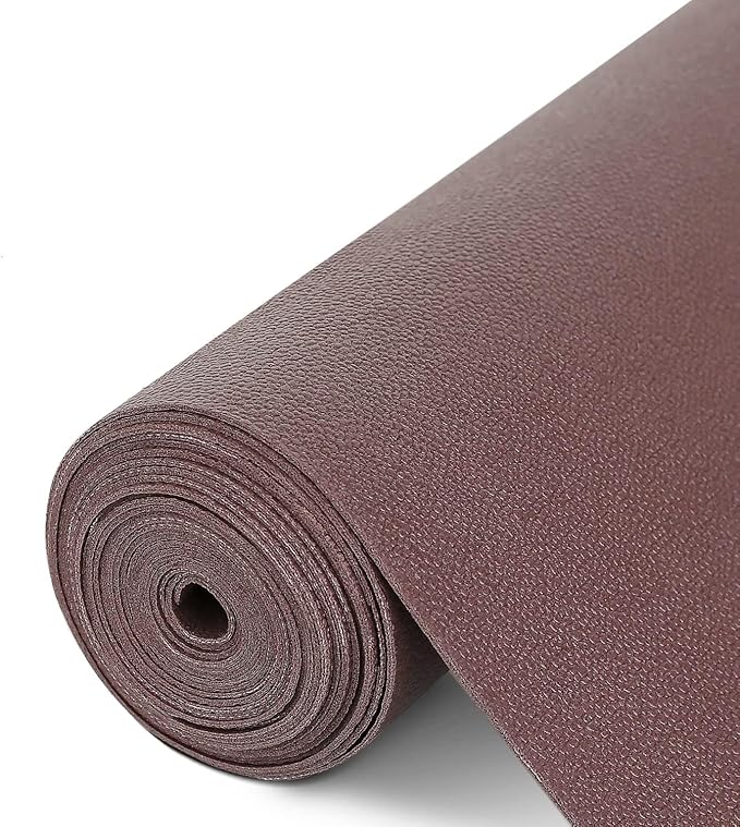 WochiTV Shelf Liner for Cabinets, Drawer Non Adhesive Non Slip Foam Mat for Kitchen, Pantry, Bathroom, Cupboard, Garage, Closet, Shelves, Drawer, Tool Box, Brown 17.5 x 118 inches