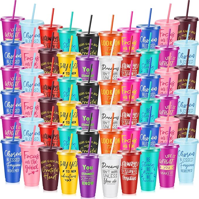 Uiifan 100 Pcs Inspirational Cups Bulk Appreciation Gifts for Employee Coworker Staff Team Thank You Gifts, Office Prizes for Adults Work Party Favors, Associates, Giveaways (Multicolor)