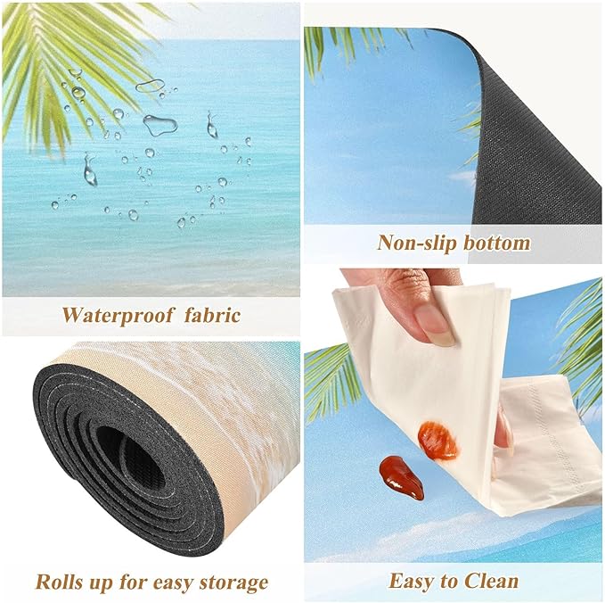 Summer Beach with Green Coconut Trees Trivet Table Runner 40 Inches Long Trivet for Hot Pots and Pans/Hot Dishes,Table Protector Heat Up to 230F, Decorative Hot Plates Mat for Kitchen Countertop